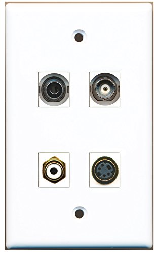RiteAV - 1 Port RCA White 1 Port S-Video 1 Port 3.5mm 1 Port BNC Wall Plate