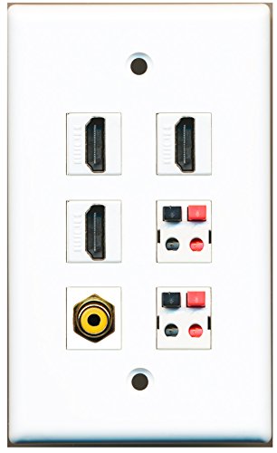 RiteAV - 3 HDMI 1 Port RCA Yellow 2 Port Speaker Wall Plate