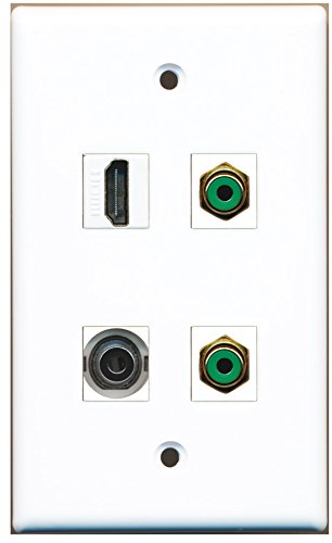 RiteAV - 1 Port HDMI 2 Port RCA Green 1 Port 3.5mm Wall Plate