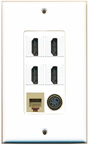 RiteAV 4 Port HDMI 1 Phone RJ11 RJ12 Beige 1 S-Video Wall Plate OVERSIZED