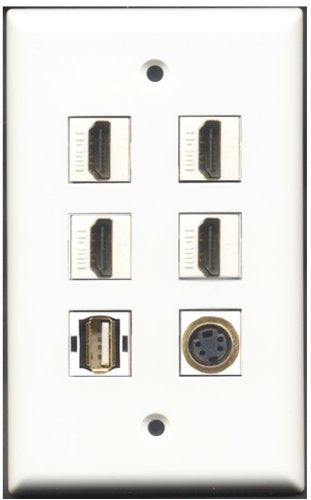 RiteAV - 4 Port HDMI 1 USB A-A 1 S-Video Wall Plate