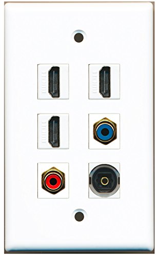 RiteAV - 3 HDMI 1 Port RCA Red 1 Port RCA Blue 1 Port Toslink Wall Plate