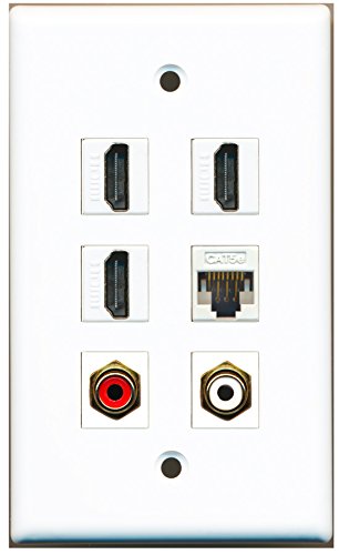 RiteAV - 3 HDMI 1 Port RCA Red 1 Port RCA White 1 Port Cat5e Ethernet White Wall Plate