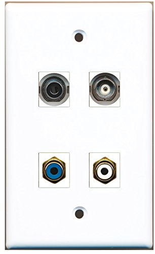RiteAV - 1 Port RCA White 1 Port RCA Blue 1 Port 3.5mm 1 Port BNC Wall Plate