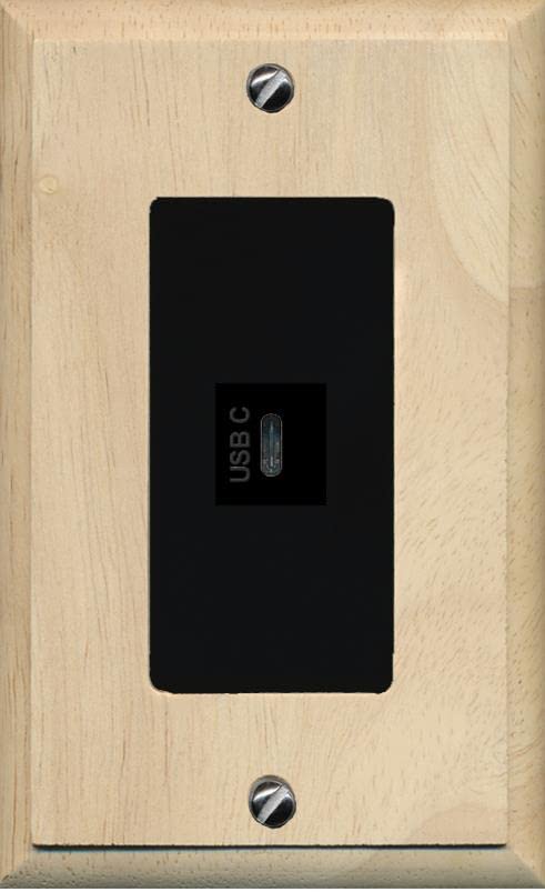 RiteAV USBC Wall Plate - 1 Gang [Wood/Black]