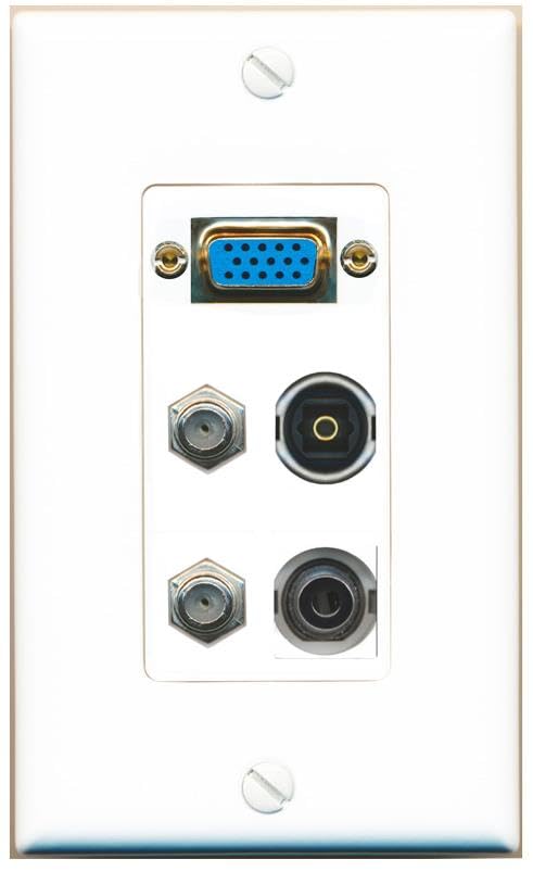 RiteAV SVGA + 3.5mm 2 COAX TOSLINK Wall Plate [White]