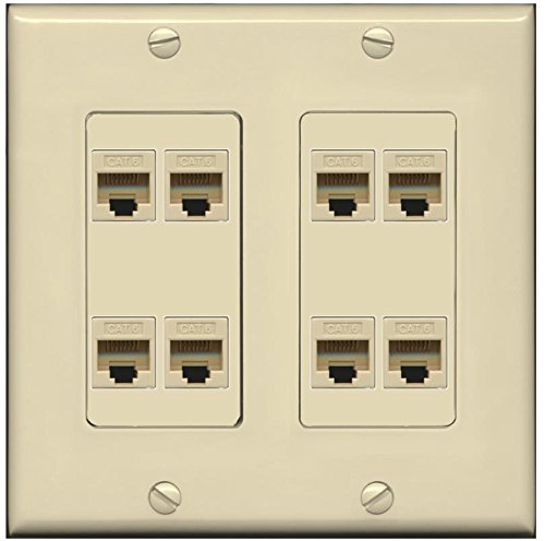 RiteAV (2 Gang Decorative 8 Cat6 Ethernet Wall Plate Ivory