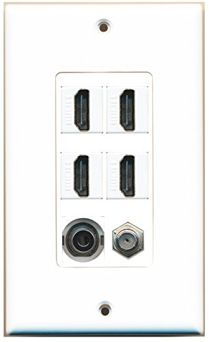 RiteAV 4 Port HDMI 1 Coax Cable TV- F-Type 1 3.5mm Wall Plate OVERSIZED