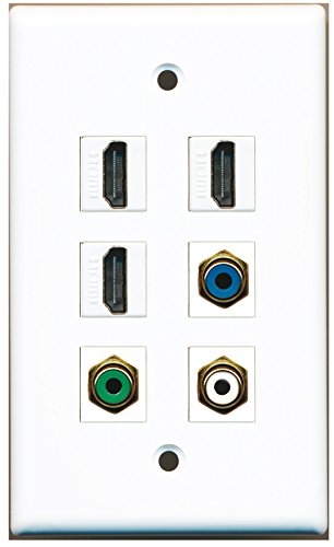 RiteAV - 3 HDMI 1 Port RCA White 1 Port RCA Green 1 Port RCA Blue Wall Plate