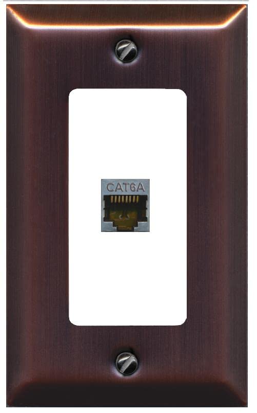 RiteAV 1 Port Cat6A Wall Plate - 1 Gang [Brushed-Copper/White]