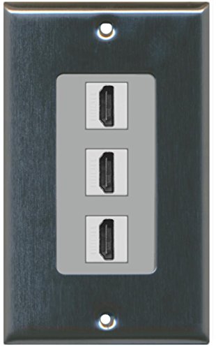 RiteAV - 3 Port HDMI Decorative Wall Plate - Stainless Steel/Gray