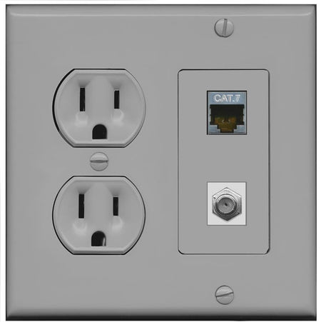 RiteAV Coax and Cat7 Wall Plate - Round Outlet [Gray/Gray]
