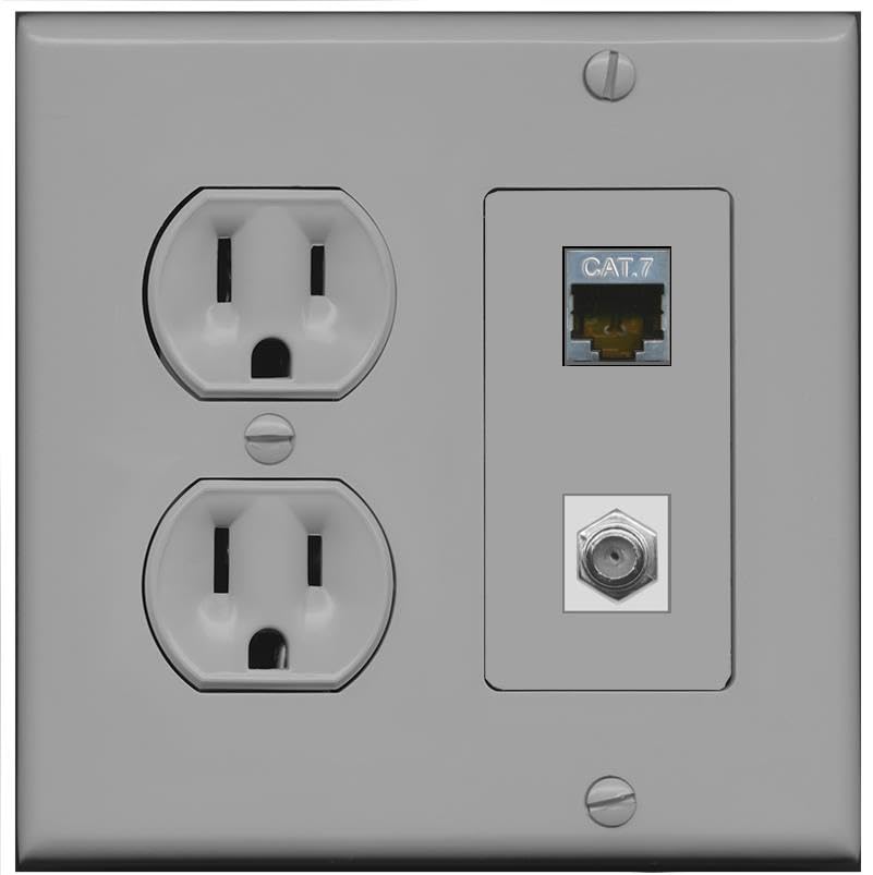 RiteAV Coax and Cat7 Wall Plate - Round Outlet [Gray/Gray]