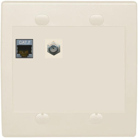 RiteAV Coax and Cat7 Wall Plate - Flat 2 Gang [Light Almond]