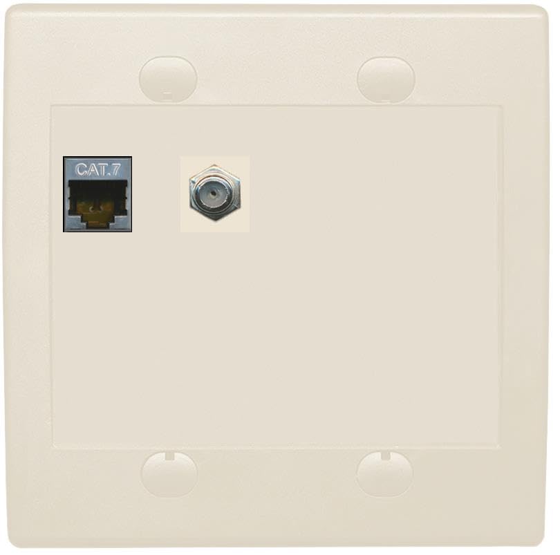 RiteAV Coax and Cat7 Wall Plate - Flat 2 Gang [Light Almond]