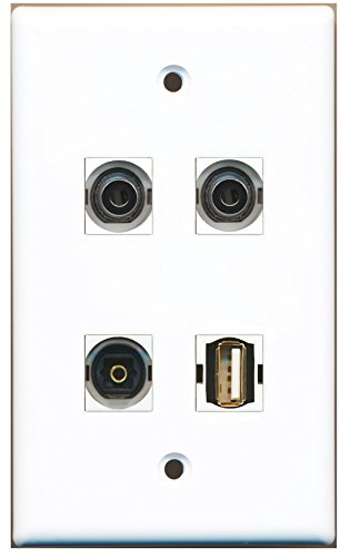 RiteAV - 1 Port USB A-A 1 Port Toslink 2 Port 3.5mm Wall Plate