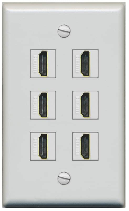 RiteAV HDMI Wall Plate 6 Port - Flat [Gray/Gray]