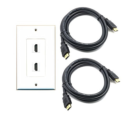 RiteAV 2 Port HDMI Female Jack Wall Plate OVERSIZED with 6ft HDMI Cables