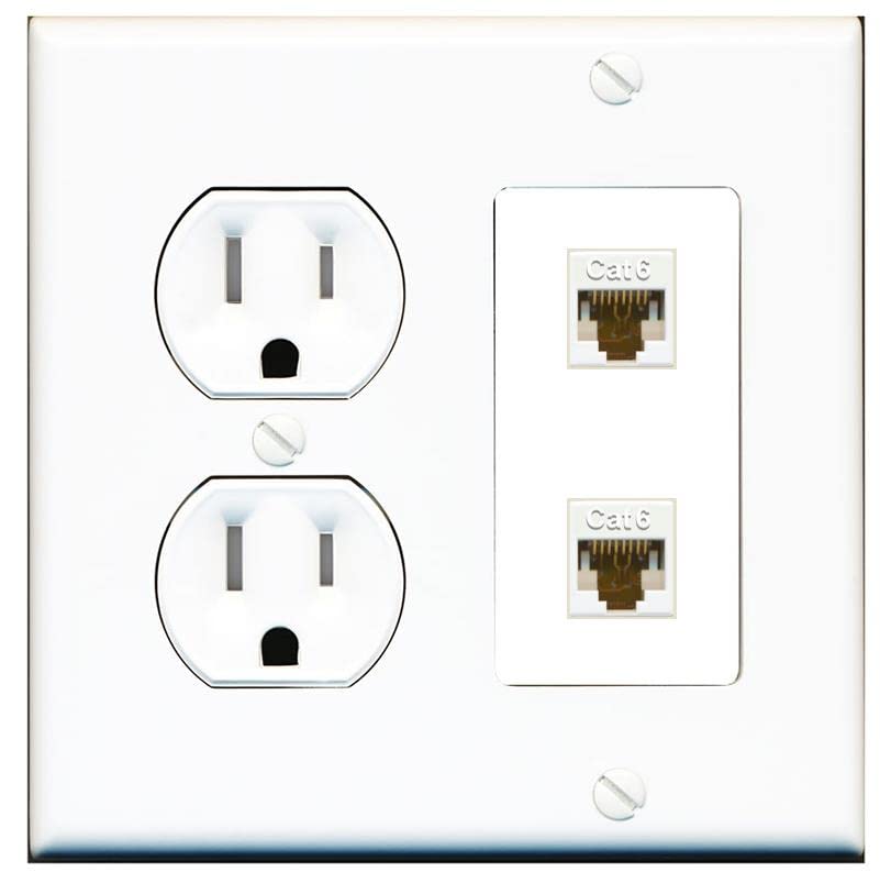 RiteAV 2 Port Cat6 Ethernet Wall Plate - Tamper Res Round [White/White]