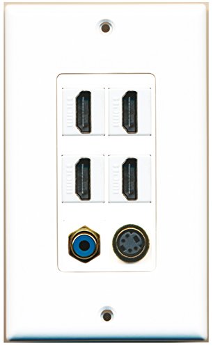 RiteAV 4 Port HDMI 1 RCA Blue 1 S-Video Wall Plate OVERSIZED