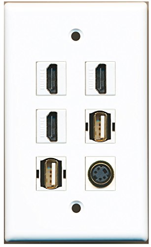 RiteAV - 3 HDMI 2 Port USB A-A 1 Port S-Video Wall Plate