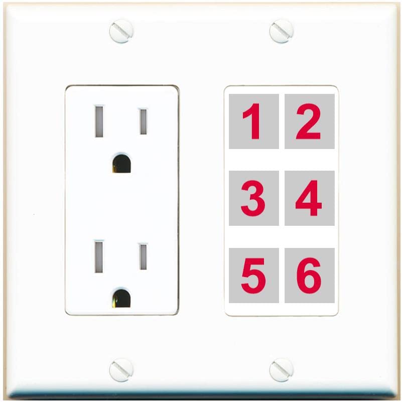 RiteAV 6 Port Custom Wall Plate - Tamper-Resistant [White/White]