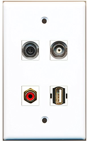 RiteAV - 1 Port RCA Red 1 Port USB A-A 1 Port 3.5mm 1 Port BNC Wall Plate