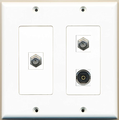 RiteAV - 2 Port Coax Cable TV- F-Type 1 Port Toslink - 2 Gang Wall Plate