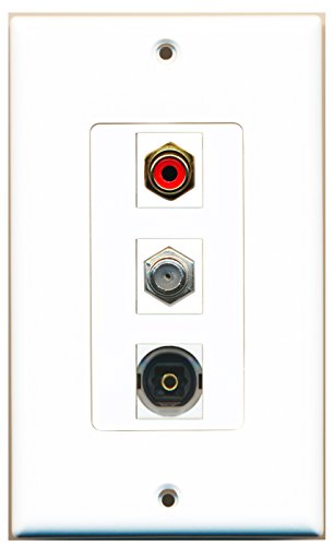 RiteAV 1 Port RCA Red 1 Port Coax Cable TV- F-Type 1 Port Toslink Wall Plate OVERSIZED