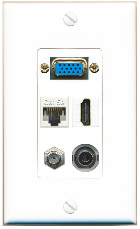 RiteAV SVGA + 3.5mm CAT5E-WHITE COAX HDMI Wall Plate [White]