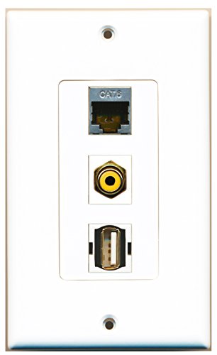 RiteAV 1 Port RCA Yellow 1 Port USB A-A 1 Port Shielded Cat6 Ethernet Wall Plate OVERSIZED