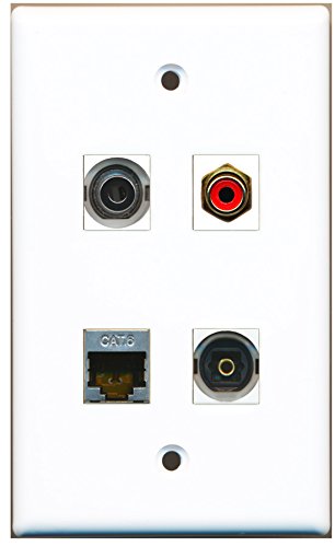RiteAV - 1 Port RCA Red 1 Port Shielded Cat6 Ethernet 1 Port Toslink 1 Port 3.5mm Wall Plate