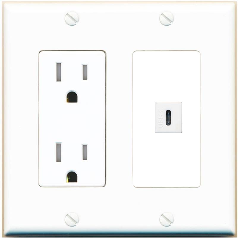 RiteAV USBC Wall Plate - Tamper-Resistant [White/White]