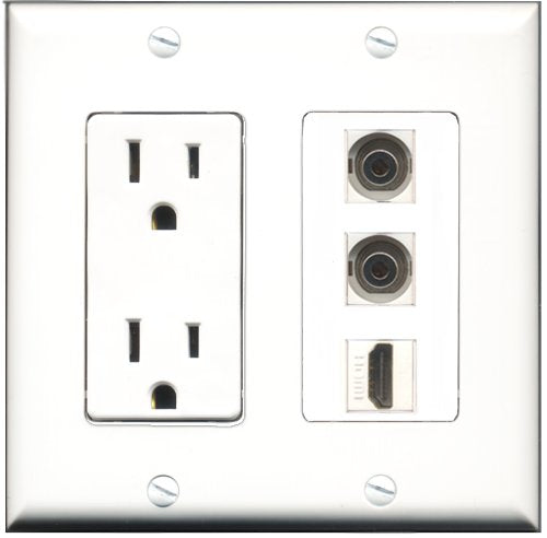 RiteAV - 15 Amp Power Outlet 1 Port HDMI 2 Port 3.5mm Decorative Wall Plate