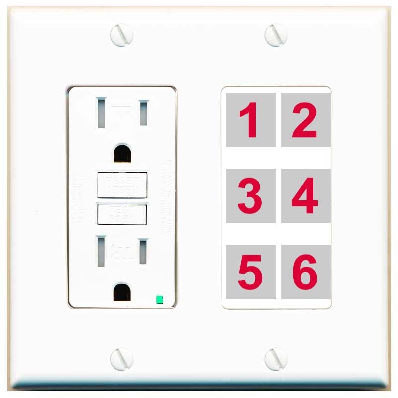 RiteAV 6 Port Custom Wall Plate - GFCI [White/White]