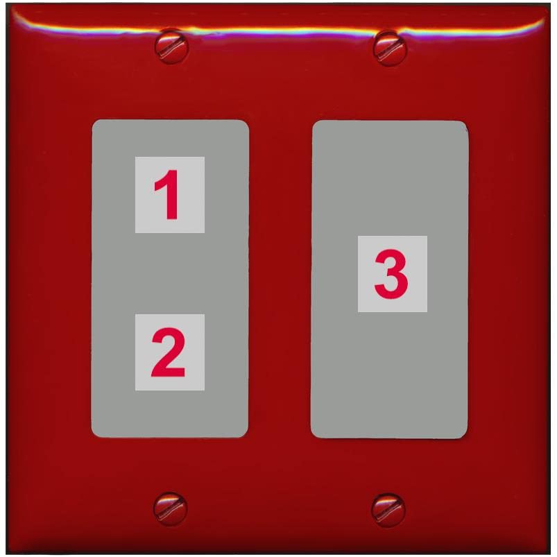 RiteAV Custom Wall Plate 3 Port - 2 Gang [Red/Gray]