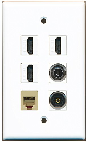 RiteAV - 3 HDMI 1 Port Phone RJ11 RJ12 Beige 1 Port Toslink 1 Port 3.5mm Wall Plate