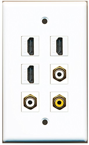 RiteAV - 3 HDMI 2 Port RCA White 1 Port RCA Yellow Wall Plate