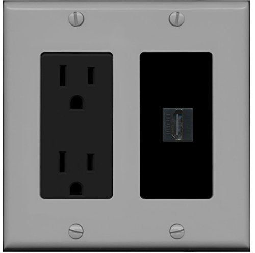 RiteAV HDMI Wall Plate 1 Port - Outlet [Gray/Black]