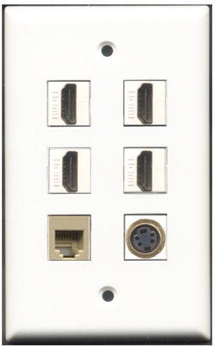 RiteAV - 4 Port HDMI 1 Phone RJ11 RJ12 Beige 1 S-Video Wall Plate