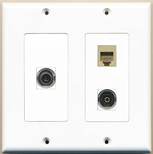 RiteAV - 1 Port Phone RJ11 RJ12 Beige 1 Port Toslink 1 Port 3.5mm - 2 Gang Wall Plate