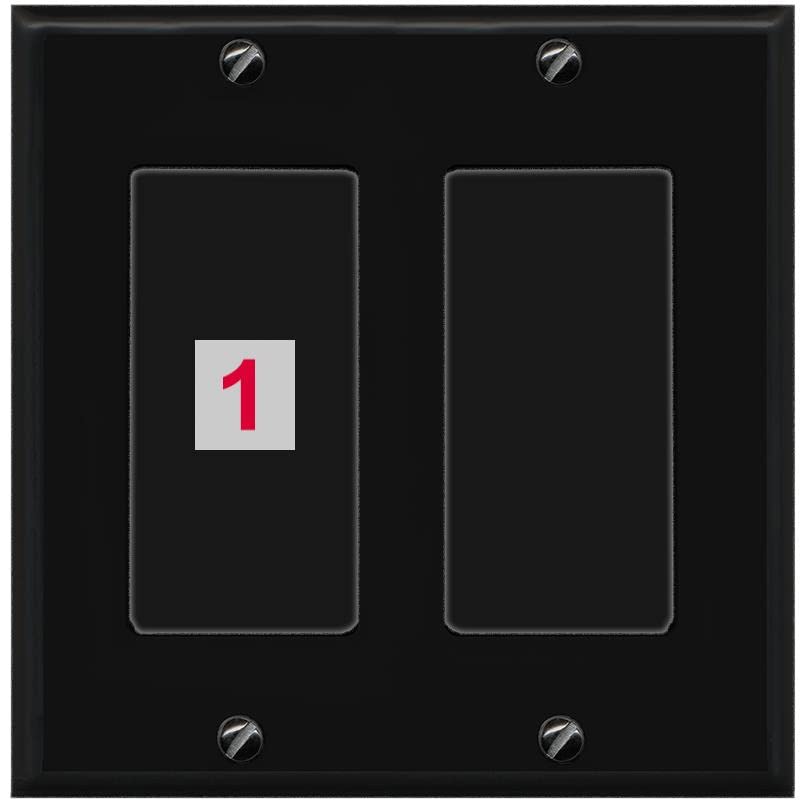 RiteAV Custom Wall Plate 1 Port - 2 Gang [Black/Black]