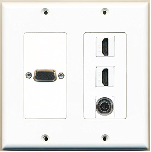 RiteAV - 1 x SVGA 2 x HDMI and 1 x 3.5mm Audio Port Wall Plate 2 Gang White
