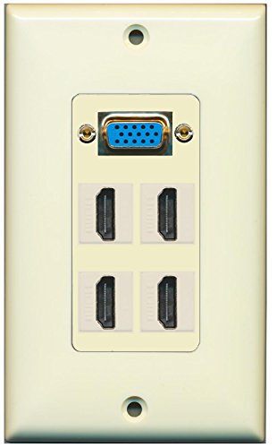 RiteAV (1 Gang Decorative Svga 4 HDMI Ivory Wall Plate Ivory
