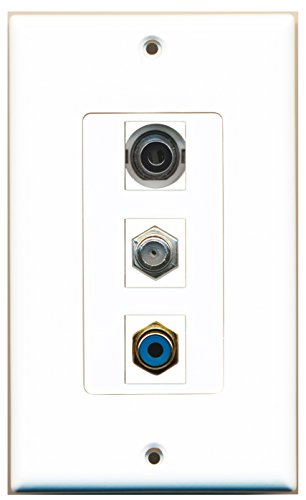 RiteAV 1 Port RCA Blue 1 Port Coax Cable TV- F-Type 1 Port 3.5mm Wall Plate OVERSIZED