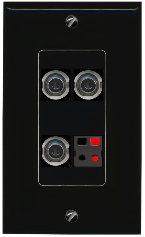 RiteAV 3 3.5mm SPEAKER Wall Plate Decorative [Black]