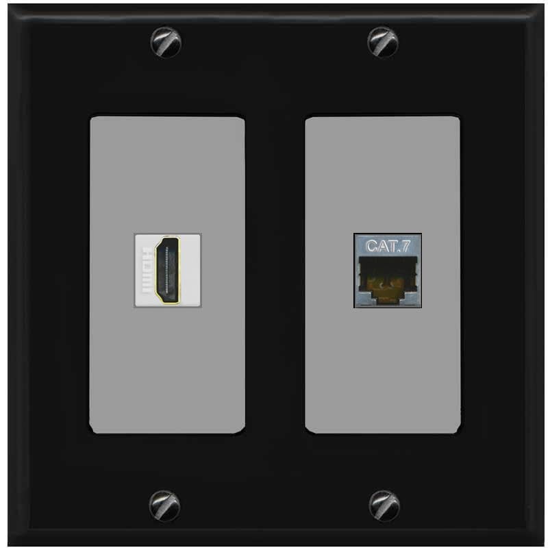 RiteAV HDMI and Cat7 Wall Plate - 2 Gang [Black/Gray]