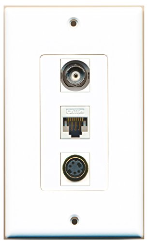 RiteAV 1 Port S-Video 1 Port BNC 1 Port Cat5e Ethernet White Wall Plate OVERSIZED