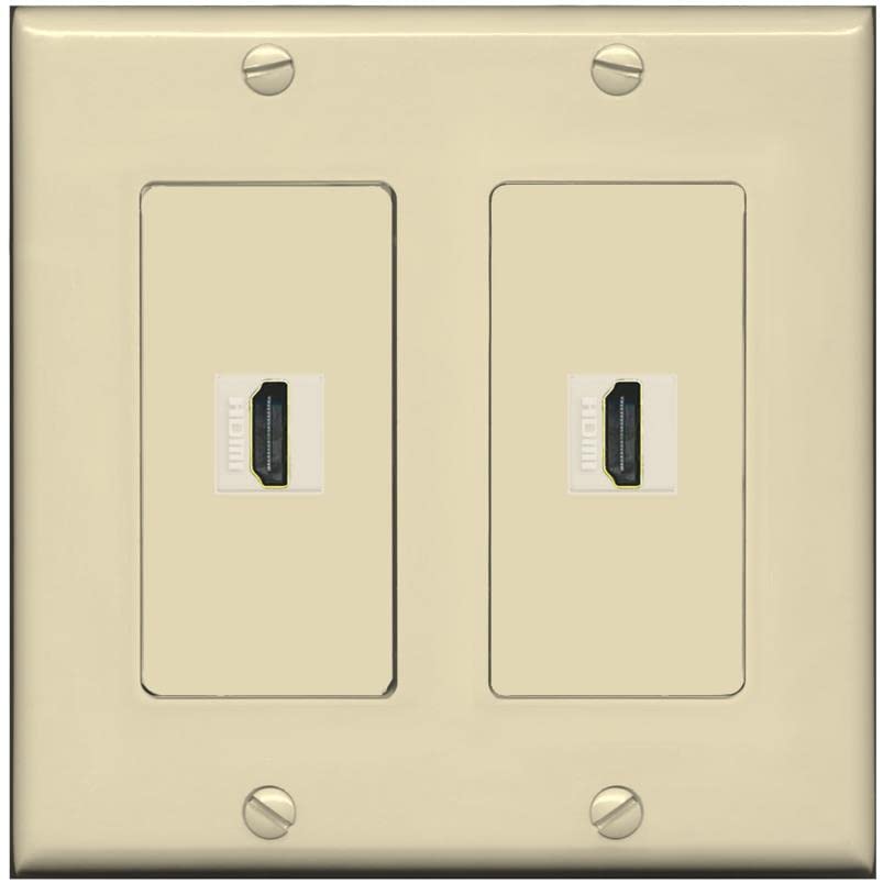 RiteAV HDMI Wall Plate 2 Port - 2 Gang [Ivory/Ivory]