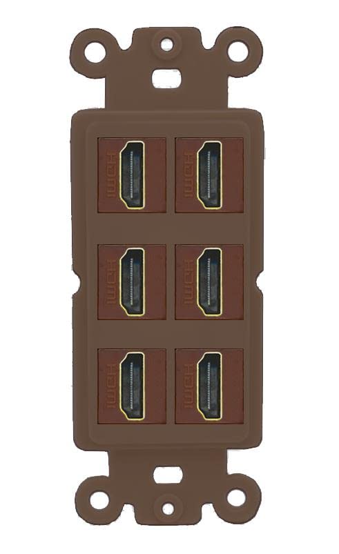 RiteAV HDMI Wall Plate 6 Port - Rocker [Brown/Brown]